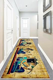 Pelangi Antik Mısır Desenli Dijital Baskı Yıkanabilir Salon Halı Yolluk, Sarı 80 X 350, 9554211803507 ürün görseli 1