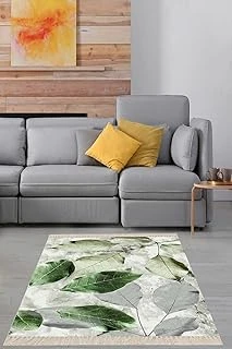 Pelangi Yaprak Desenli Renk Geçişli Dijital Baskı Yıkanabilir Kaymaz Taban Salon Halısı, Yeşil 160 X 350 ürün görseli 1