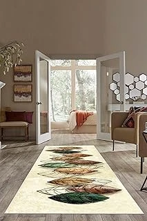 On The Clouds Zemin Yaprak Desenli Yıkanabilir Kaymaz Taban Tutmaz Salon Halısı Yolluk Mrtmod16, 100 X 350 ürün görseli 1