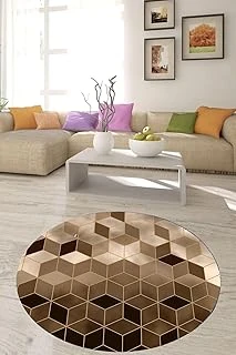 Pelangi Balpeteği Geometrik Desenli Etnik Dijital Baskı Yıkanabilir Kaymaz Taban Salon Halı Yollu, Açık-Koyu Kahverengi 180 X 180 ürün görseli 1