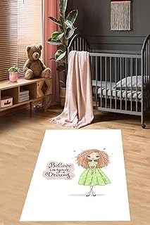 Pelangi Believe In Your Dreams Prenses Desen Dijital Baskı Yıkanabilir Kaydırmaz Genç Kız Çocuk Odası Halısı, Beyaz-Yeşil 80 X 50 ürün görseli 1