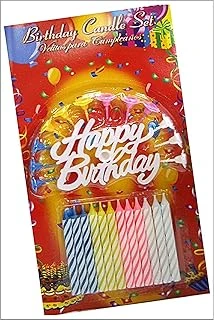 Rengarenk Mumlu Beyaz Happy Birthday Yazılı Doğum Günü Mumu 12 Adet ürün görseli 1