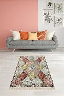 Pelangi Geometrik Karo Desenli Dijital Baskılı Halı, Koyu Bej 40 X 40 ürün görseli 1