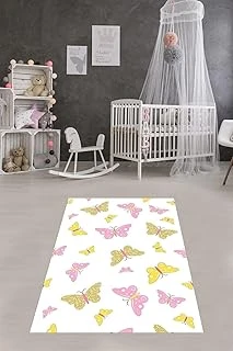 Pelangi Şeklinde Desenli Dijital Baskı Yıkanabilir Kaydırmaz Tutmaz Çocuk Odası Halısı, Pembe-Beyaz 80 X 350 ürün görseli 1
