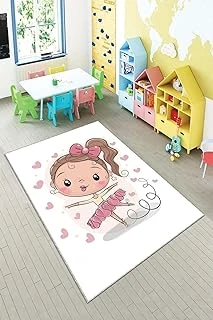 Pelangi Beyaz Dans Eden Kız Yıkanabilir Kaymaz Taban Tutmazbebek Çocuk Odası Halısı, Beyaz 100 X 400, 901357013100400 ürün görseli 1
