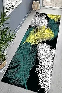 Pelangi Kuş Tüyü Desenli Renk Geçişli Dijital Baskı Yıkanabilir Kaymaz Taban Salon Halısı Yolluk, Yeşil 60 X 120, 9554606601207 ürün görseli 1