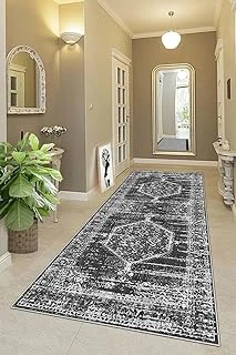 Pelangi Osmanlı Desen Göbekli Dijital Baskı Yıkanabilir Salon Halısı Yolluk, Gri 80 X 150, 9555603801507 ürün görseli 1