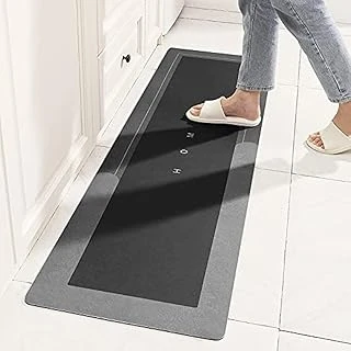 Schweek Banyo Paspası Halısı, Süper Emici Zemin Paspası Hızlı Kuruyan İnce Banyo Paspasları Halılar Kauçuk Kaymaz Alt Duş Halıları Duş Lavabo Küvet Için 45 Cm X 149 Cm, Kare Koyu Gri ürün görseli 1