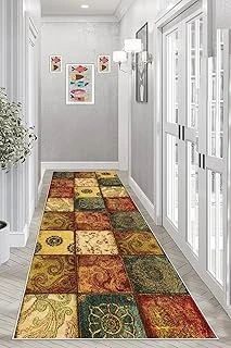 Pelangi Kırkyama Patchwork Desenli Etnik Dijital Baskı Yıkanabilir Kaymaz Taban Salon Halı Yollu, Bej 100 X 350, 95549871003507 ürün görseli 1