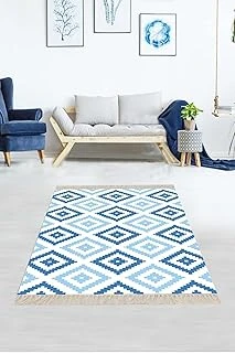 Pelangi Geometrik Baklava Dilimi Karo Desenli Dijital Baskı Yıkanabilir Kaymaz Halı 160X230Cm, 100 X 150 ürün görseli 1