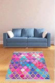 Pelangi Renkli Damla Desenli Dijital Baskı Yıkanabilir Kaymaz Taban Tutmaz Salon Halısı Yolluk, Çok Renkli 160 X 350 ürün görseli 1