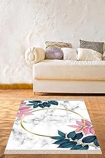 Pelangi Yaprak Mermer Desenli Dijital Baskı Yıkanabilir Kaymaz Taban Salon Halısı Yolluk, Beyaz 160 X 350 ürün görseli 1