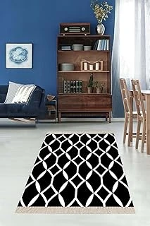On The Clouds Geometrik Desenli Siyah Beyaz Dijital Baskı Yıkanabilir Kaymaz Taban Salon Halısı Yolluk Blt-S-173, 80 X 400 ürün görseli 1