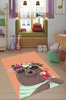 Pelangi Sevimli Ayı Desenli Halı Dijital Baskı Yıkanabilir Kaymaz Taban Tutmaz Çocuk Odası Halısı, Yavruağzı-Kahve 120 X 180 ürün görseli 1