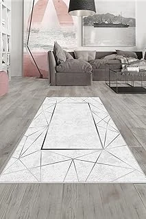 On The Clouds Gri Silver İşlemeli Yıkanabilir Kaymaz Taban Tutmaz Salon Halısı Yolluk Ayhmod2, 100 X 250 ürün görseli 1