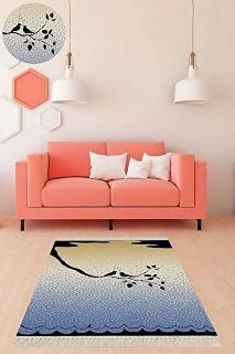On The Clouds Kuş Desenli Dijital Baskı Yıkanabilir Kaymaz Taban Salon Halı Bfomix17, 80 X 400 ürün görseli 1