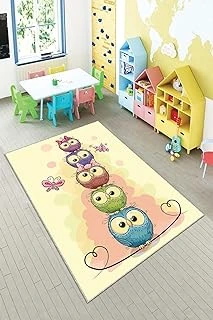 Pelangi Sarı Kuş Desenli Çocuk Yıkanabilir Kaymaz Taban Tutmazbebek Çocuk Odası Halısı, Sarı 120 X 180, 901357066120180 ürün görseli 1