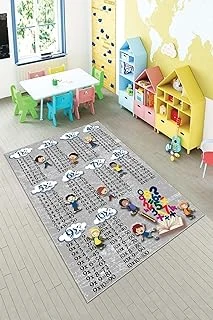 Pelangi Gri Çarpım Taplosu Eğitici Yıkanabilir Kaymaz Taban Tutmazbebek Çocuk Odası Halısı, Koyu Gri 130 X 180 ürün görseli 1