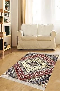 Pelangi Kilim Desenli Etnik Dijital Baskı Yıkanabilir Otantik Salon Halı Yolluk, Bordo 100 X 300 ürün görseli 1