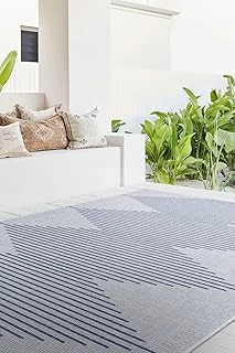Fresco Ekru Lacivert Iskandinav Jüt Yıkanabilir Halı Kilim Balkon Teras Salon Koridor Halısı 22835A, 50 X 80 ürün görseli 1