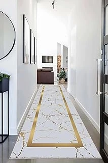 Pelangi Mermer Desenli Yıkanabilir Kaymaz Taban Tutmaz Salon Halısı Yollu (Grigold), Grigold 80 X 150, 955543014801507 ürün görseli 1