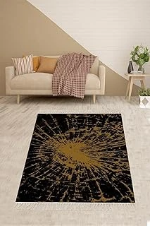 Pelangi Örümcek Ağı Desenli Gold Geçişli Dijital Baskı Yıkanabilir Kaymaz Taban Salon Halısı Yolluk, Siyah-Gold 100 X 600, 425496610060005 ürün görseli 1