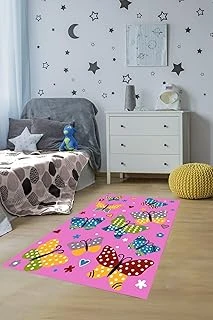 Pelangi Desen Pembe Yıkanabilir Kaymaz Taban Tutmaz Çocuk Odası Halısı, Sarı-Yeşil-Gri-Kırmızı-Mavi 100 X 600 ürün görseli 1
