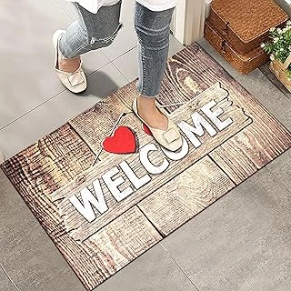 Monnhein Kapı Önü Paspası - Şık Kapı Paspası | Ev, Ofis Dış Mekân Kullanımı İçin (Ahşap Desenli Welcome) 45X65 ürün görseli 1