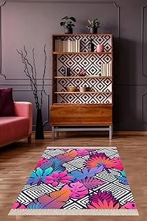 Pelangi Renkli Tropikal Yaprak Desenli Dijital Baskılı Kaymaz Taban Salon Halısı Yolluk, Karışık Renkli 100 X 250 ürün görseli 1