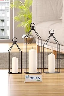 Metal Kafes 3’Lü Set Mumluk Fener Dekoratif Mumluk Ferforje Şamdan ürün görseli 1