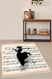 On The Clouds Müzik Notalı Halı Dijital Baskı Yıkanabilir Nota Desenli Salon Halı Meg540, 160 X 240 ürün görseli 1