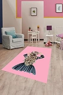 Pelangi Prensesli Halı Dijital Baskı Yıkanabilir Kaymaz Taban Çocuk Odası Halısı, Pembe-Mavi 180 X 250 ürün görseli 1