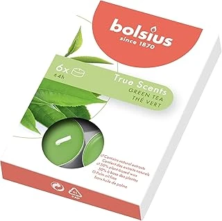 Bolsius Kokulu Tealight Mum, Yeşil Çay Kokulu, Yeşil Renkli, 6'Lı Paket, 4 Saatlik Yanma Süresi - Ev Mumu - İç Dekorasyon - Doğal Özler - Doğal Vegan Balmumu İçerir - Palmiye Yağı İçermez ürün görseli 1