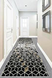Pelangi Bal Peteği Desenli Renk Geçişli Dijital Baskı Yıkanabilir Salon Halı Yolluk, Haki-Gri 80 X 400, 955516410804007 ürün görseli 1