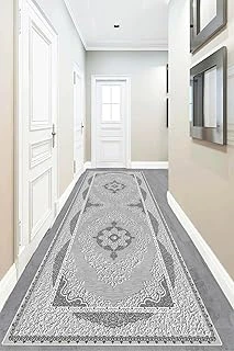 Pelangi Osmanlı Motifler Desenli Dijital Baskı Yıkanabilir Kaymaz Taban Tutmaz Salon Halı Yolluk, Koyu Gri 80 X 600, 955552911806007 ürün görseli 1