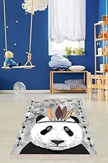Pelangi Panda Desenli Dijital Baskılı Kaymaz Taban Çocuk Odası Halısı, Gri 100 X 350 ürün görseli 1