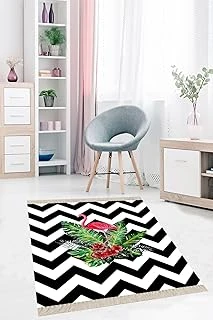 On The Clouds Flamingo Zigzag Desenli Etnik Dijital Baskı Yıkanabilir Salon Halı Yolluk Bfogeo10, 120 X 200 ürün görseli 1