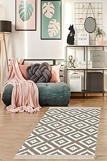 Pelangi Geometrik Baklava Dilimi Karo Desenli Dijital Baskı Yıkanabilir Kaymaz Taban Salon Halısı, Vizon 100 X 150 ürün görseli 1