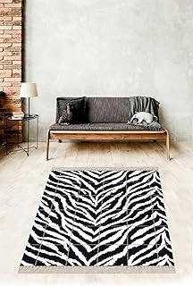Pelangi Zebra Zeminli Patchwork Desenli Dijital Baskı Yıkanabilir Kaymaz Taban Salon Hol Halısı, Siyah 80 X 500 ürün görseli 1