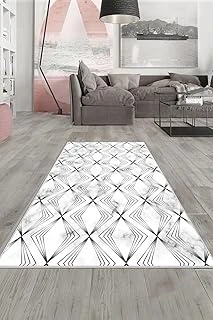 Pelangi Beyaz Silver Işlemeli Yıkanabilir Kaymaz Taban Tutmaz Salon Halısı Yolluk, Beyaz 80 X 200 ürün görseli 1