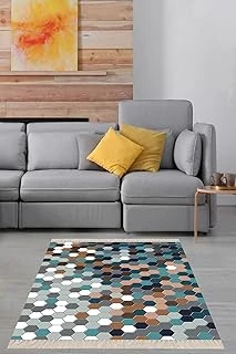 Pelangi Balpeteği Geometrik Desenli Etnik Dijital Baskı Yıkanabilir Kaymaz Taban Salon Halı Yolluk, 80 X 400 ürün görseli 1