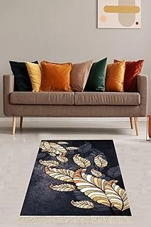 Pelangi Kuş Tüyü Desenli Afro Etnik Dijital Baskılı Kaymaz Taban Yıkanabilir Salon Halısı Yolluk, Gri 40 X 40 ürün görseli 1