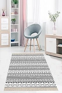 On The Clouds Geometrik Çizgi Desenli Dijital Baskı Yıkanabilir Kaymaz Taban Etnik Kilim Desen Salon Halı Tyc00696227438, 160 X 350 ürün görseli 1