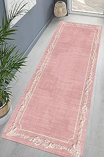 Pelangi Çerçeve Desenli Dijital Baskı Yıkanabilir Kaymaz Taban Düz Salon Halı Yolluk, Pembe 60 X 200, 95544054602007 ürün görseli 1