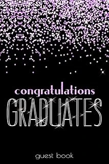 Guest Book: Festive Black Purple Glitter I Congratulations Graduates I Graduation Sign In & Gift Log I Advice Card, Well Wishes, Memories & Keepsake With I Graduation Gift High School College ürün görseli 1