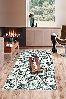 Pelangi Yeşil Dolar Desenli Yıkanabilir Kaymaz Taban Tutmaz Salon Halısı Yolluk, Yeşil 40 X 40, 1358288404005 ürün görseli 1