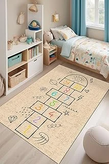 Selan Kadife Desen Kaymaz Pamuk Tabanlı Yıkanabilir Antibakteriyel Çocuk Halısı 120X180 ürün görseli 1