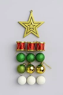 Yılbaşı Ağacı Süsü Noel Süsleri Gold Yıldız, Yeşil Beyaz Toplar Yılbaşı Hediyeleri 10 Adet ürün görseli 1