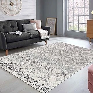 Latte Dizayn Blackshade Desenli Kadife Pamuk Tabanlı Yıkanabilen Kaydırmaz Antibakteriyel Salon Halısı 200X300 ürün görseli 1