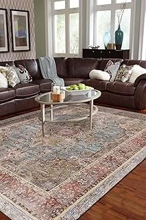 Avlin Desenli Şönil Pamuk Tabanlı Yıkanabilir Kaymaz Antibakteriyel Salon Halısı 160X230 ürün görseli 1